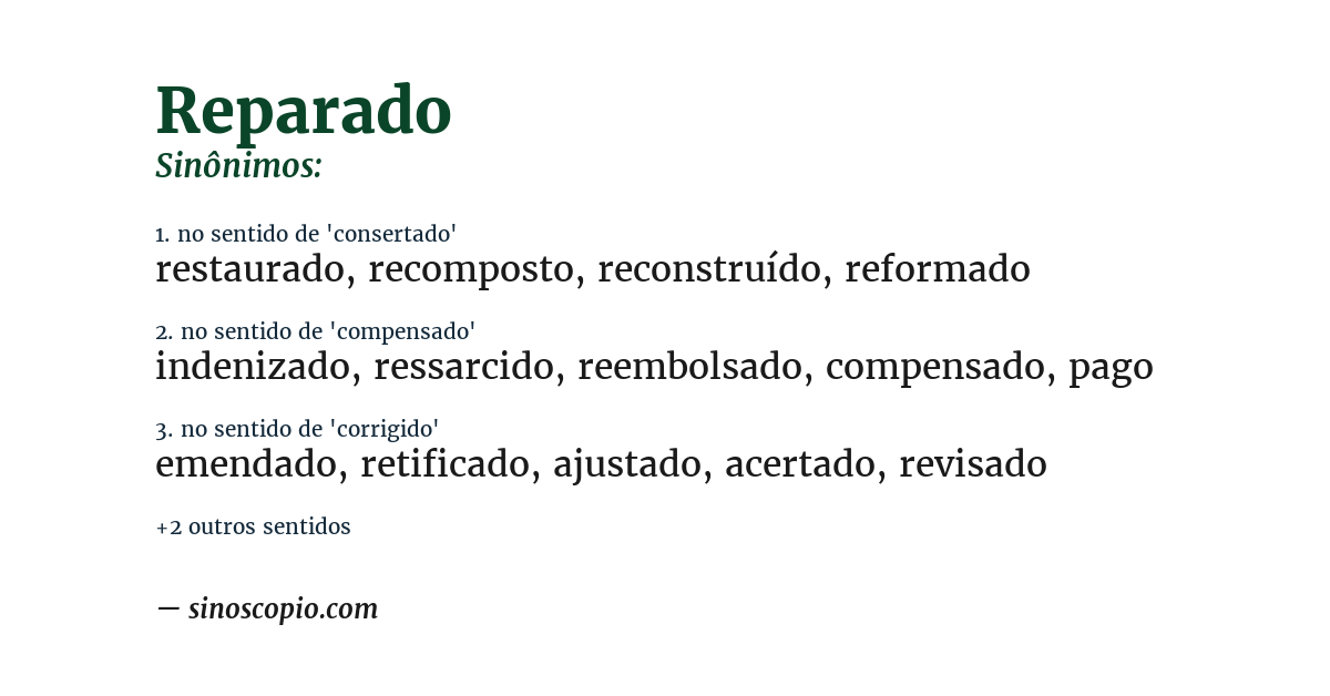 Sinônimo de reparado