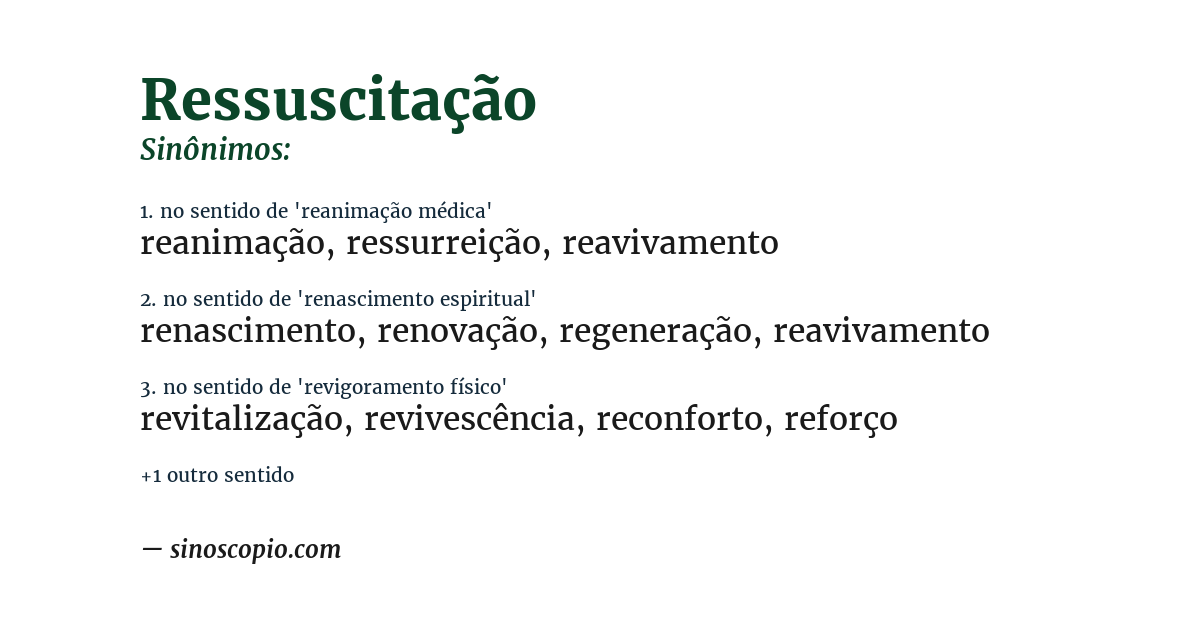 Sinônimo de ressuscitação