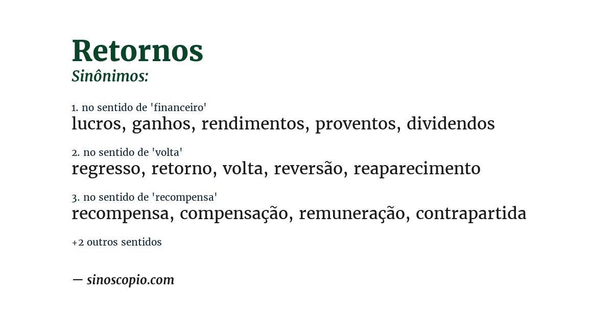 Sinônimo de retornos