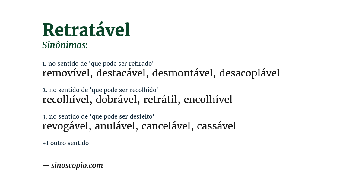 Sinônimo de retratável