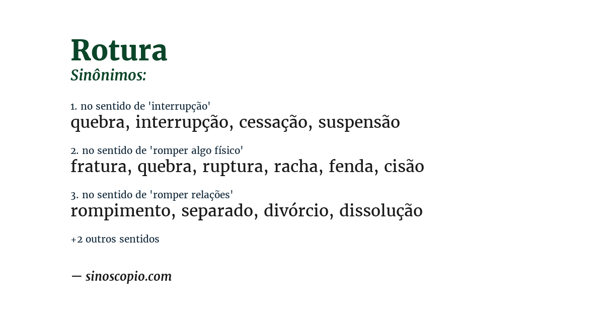 Sinônimo de rotura