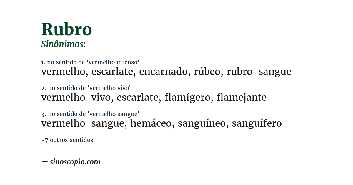 Sinônimo de rubro