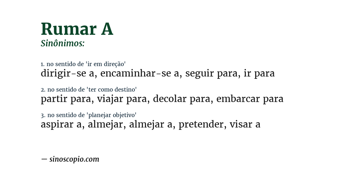 Sinônimo de rumar a
