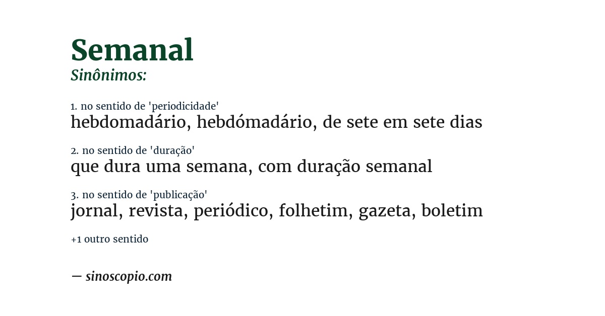Sinônimo de semanal