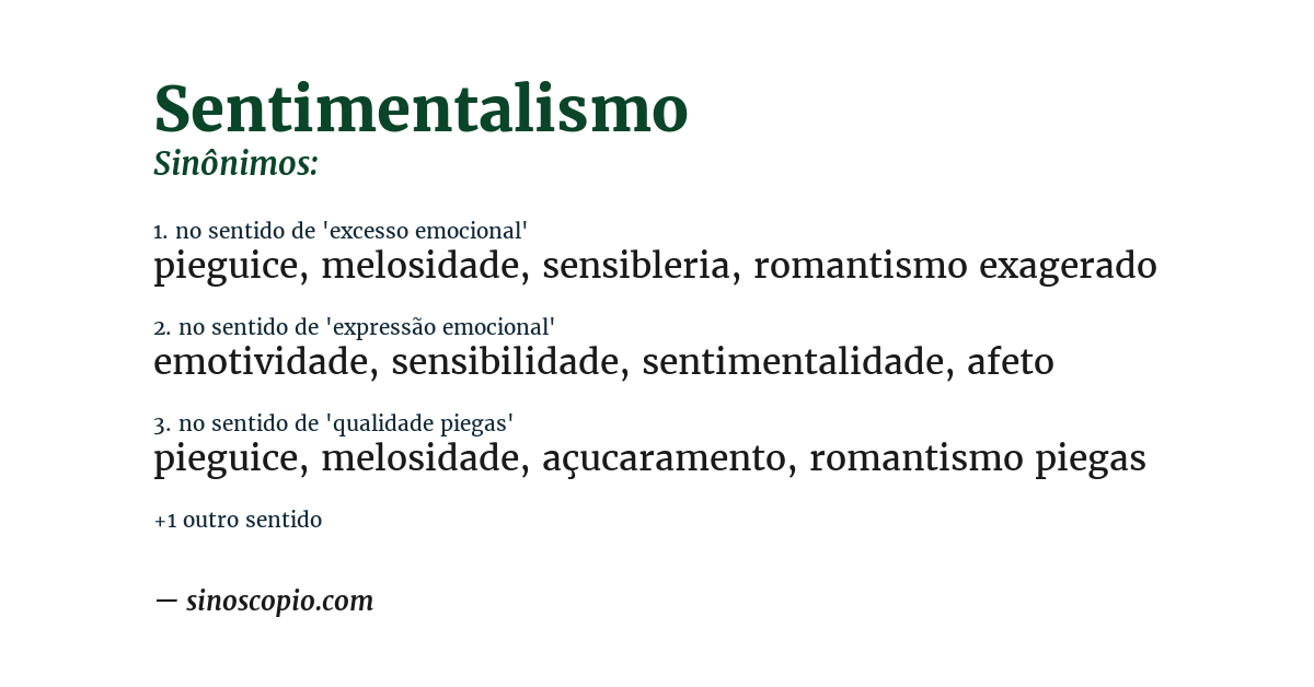 Sinônimo de sentimentalismo