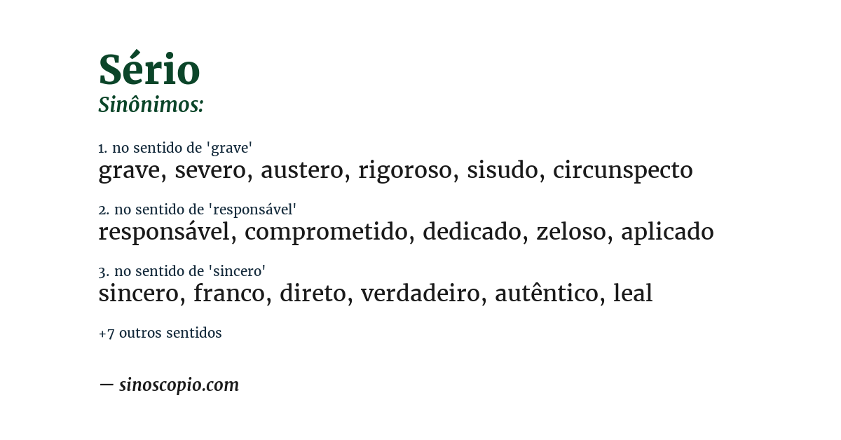 Sinônimo de sério