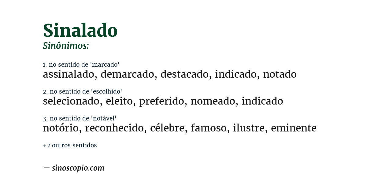 Sinônimo de sinalado