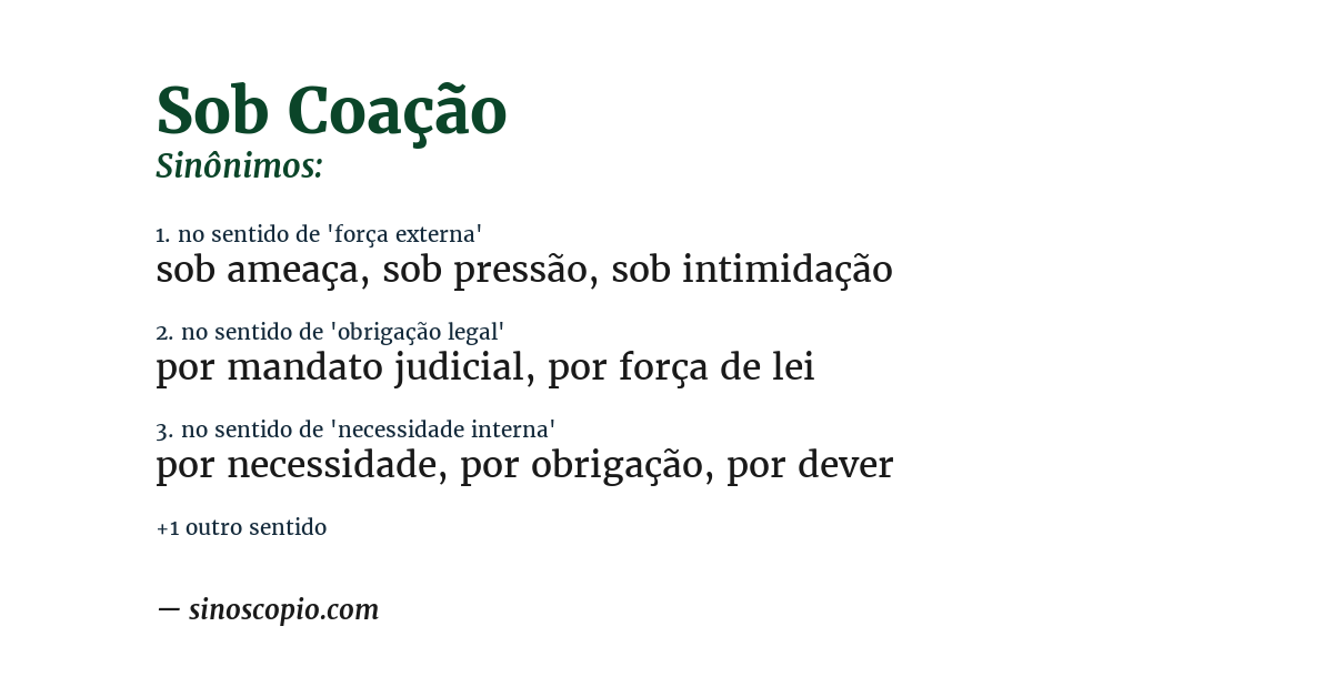 Sinônimo de sob coação