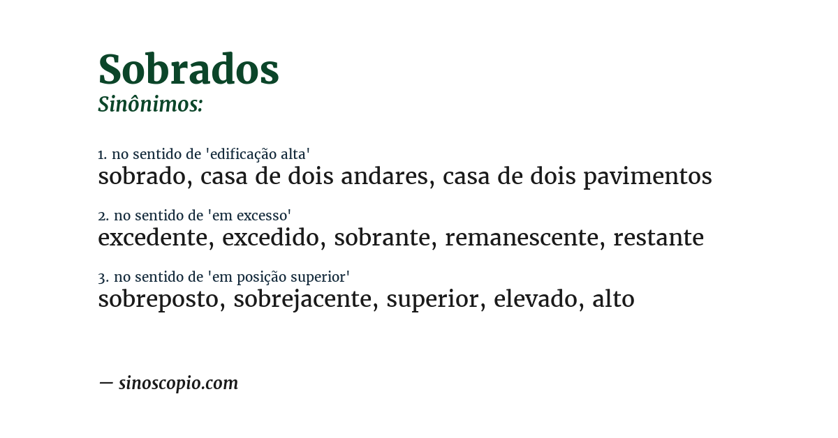 Sinônimo de sobrados