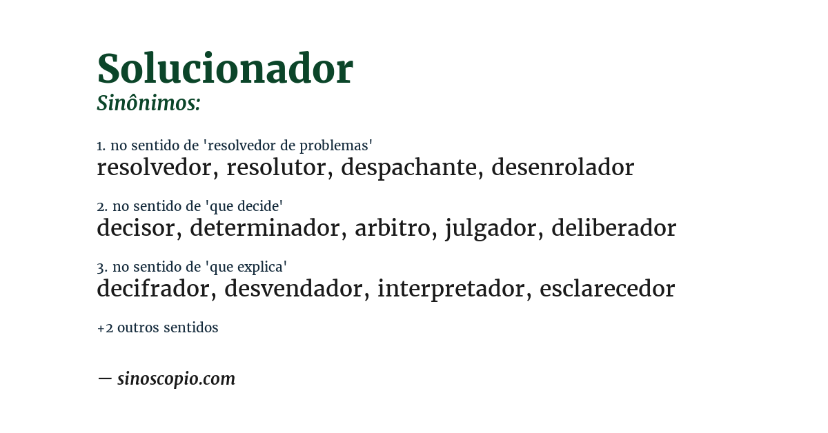 Sinônimo de solucionador