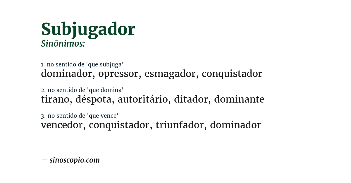 Sinônimo de subjugador