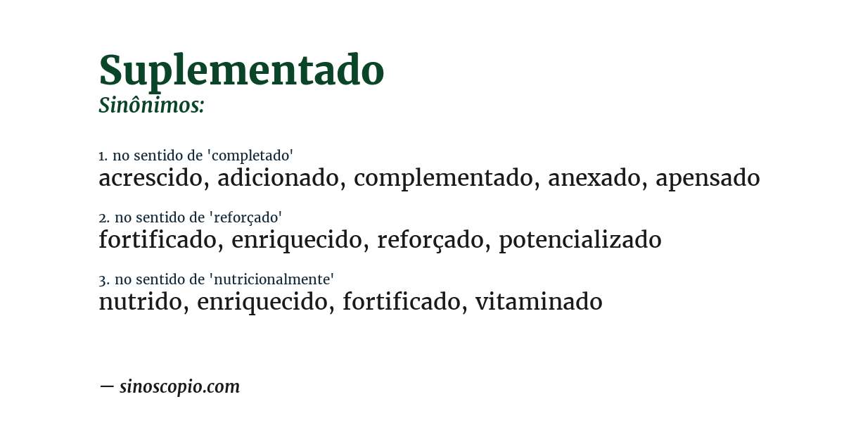 Sinônimo de suplementado