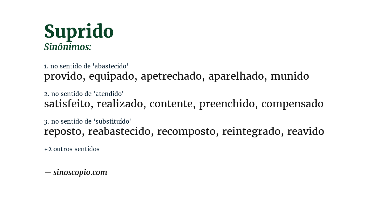 Sinônimo de suprido