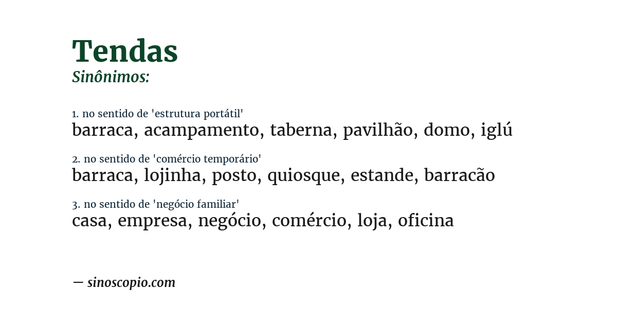 Sinônimo de tendas