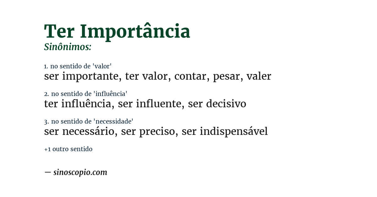 Sinônimo de ter importância