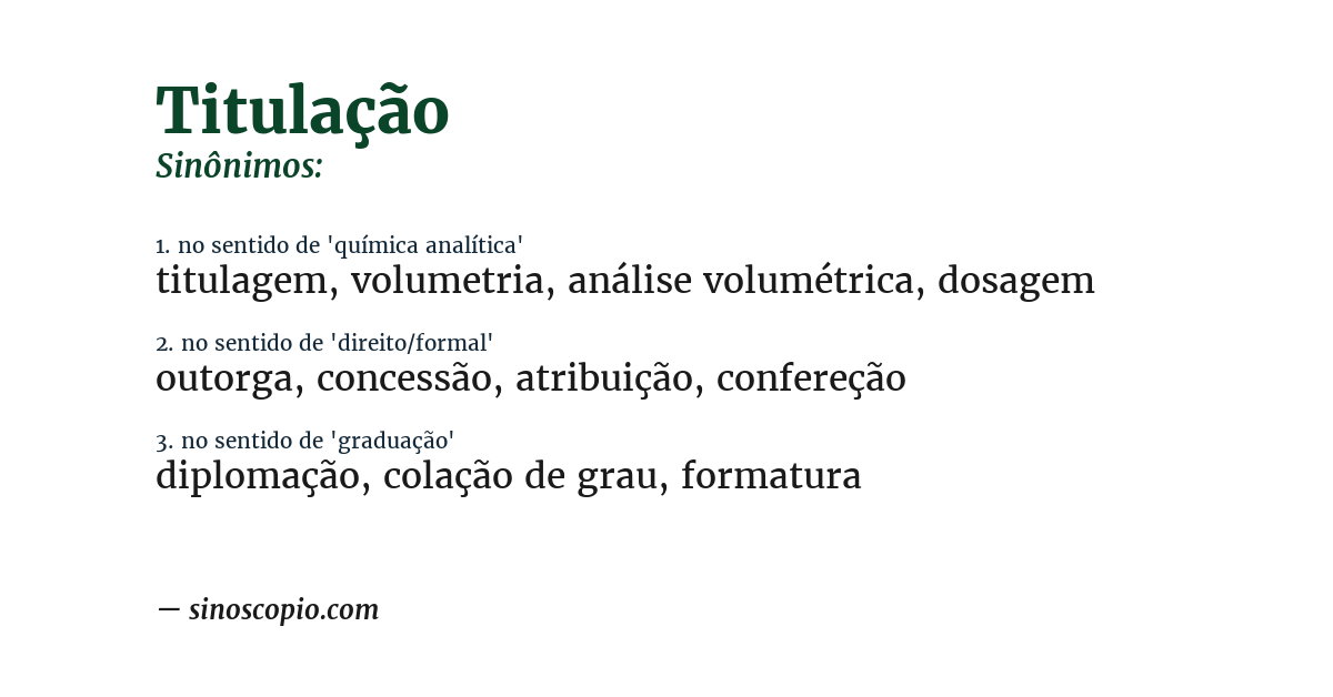 Sinônimo de titulação