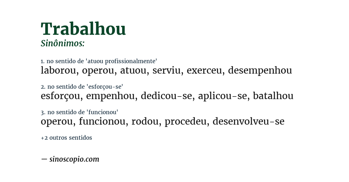 Sinônimo de trabalhou