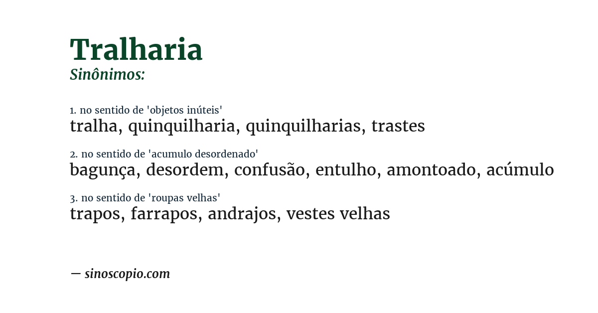 Sinônimo de tralharia