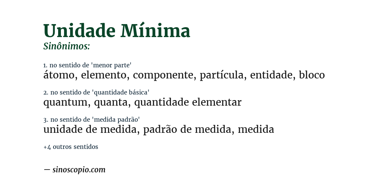 Sinônimo de unidade mínima