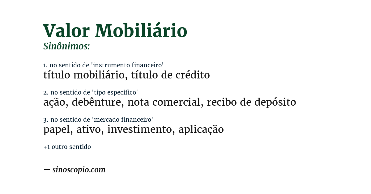 Sinônimo de valor mobiliário