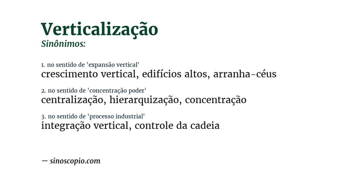 Sinônimo de verticalização