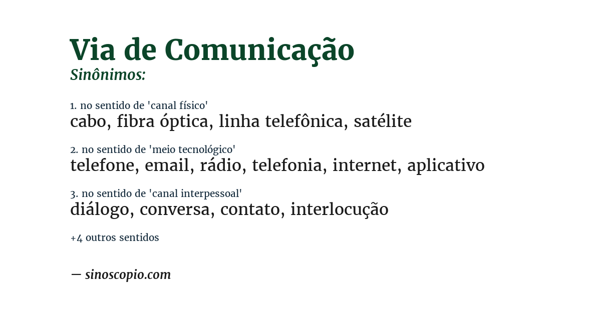 Sinônimo de via de comunicação
