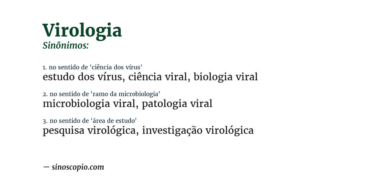 Sinônimo de virologia