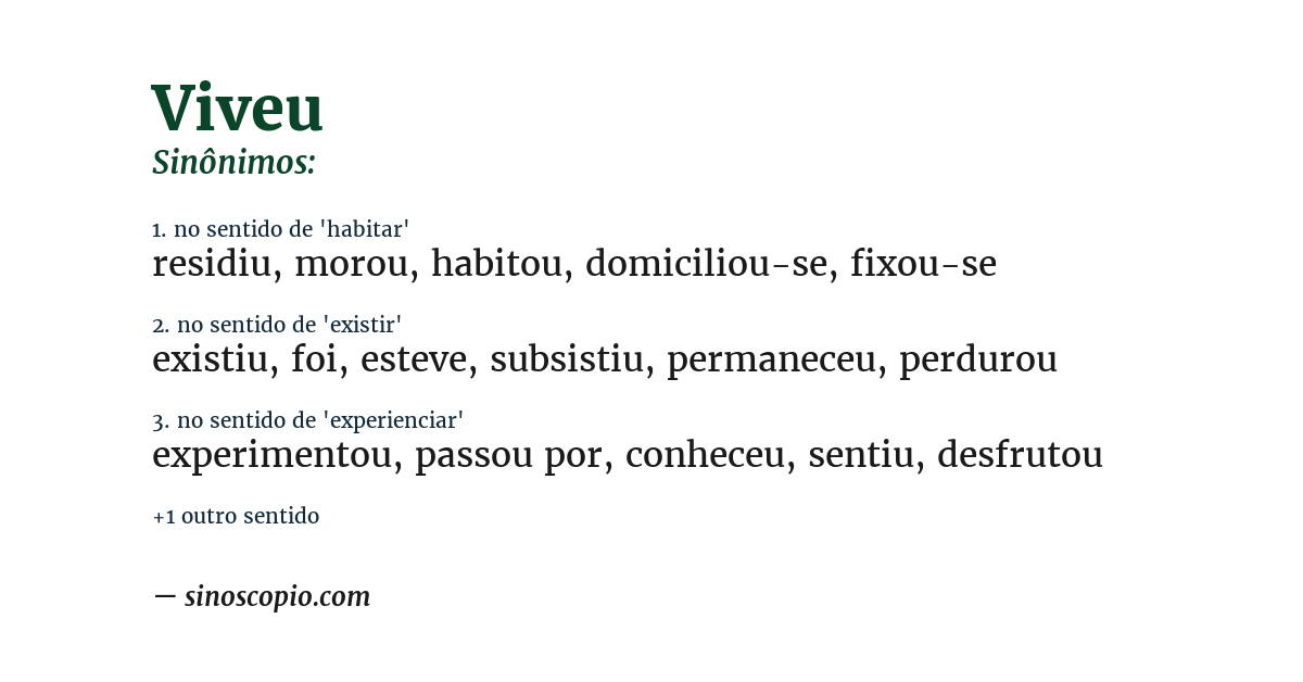 Sinônimo de viveu