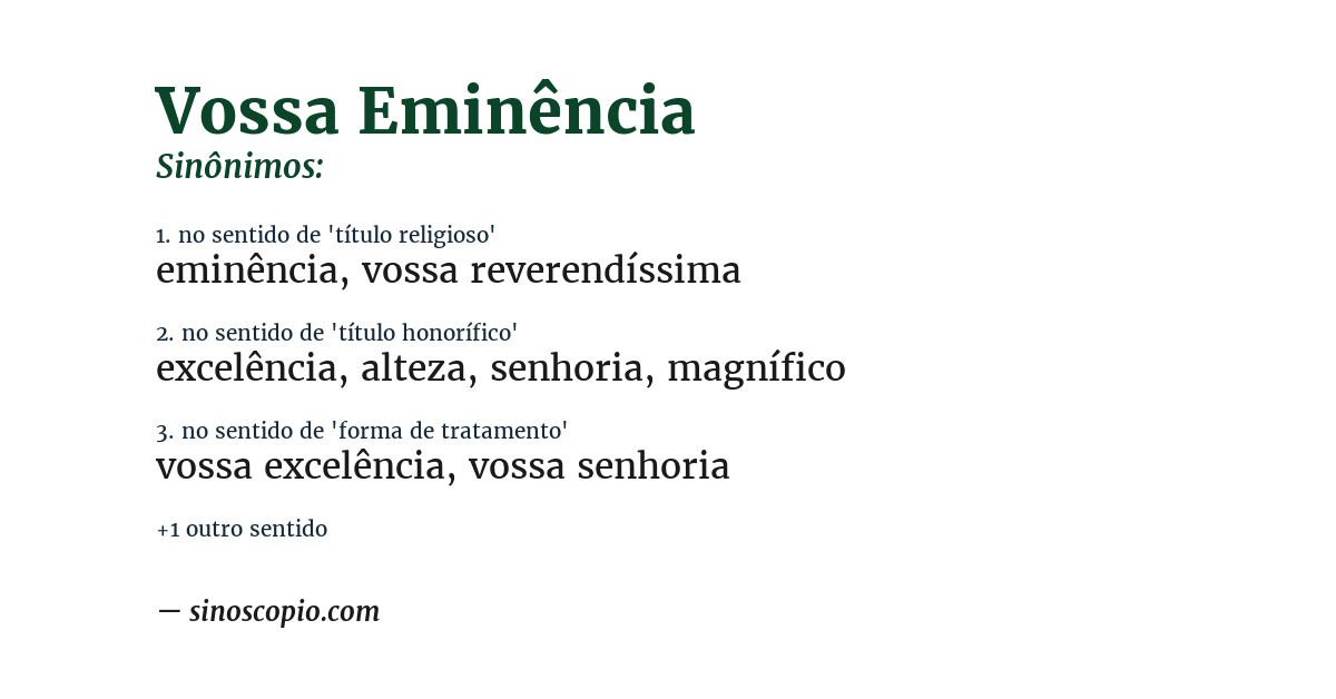 Sinônimo de vossa eminência