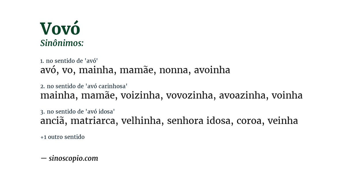 Sinônimo de vovó