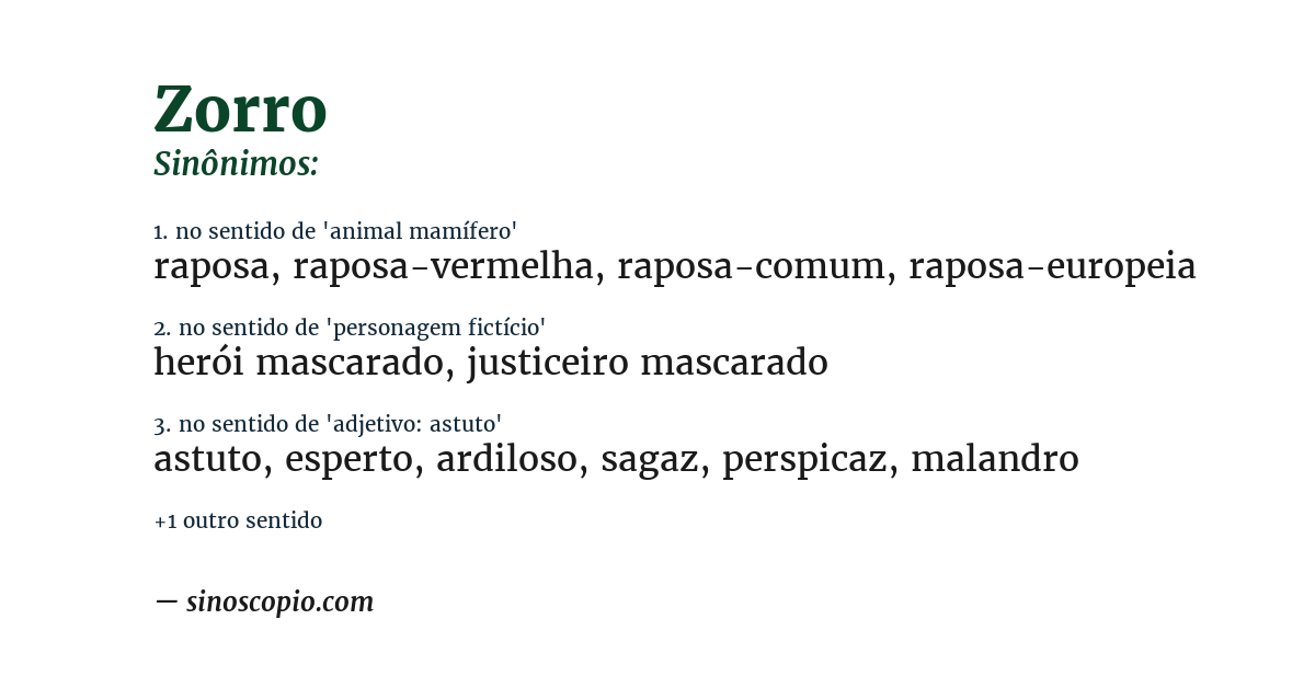 Sinônimo de zorro