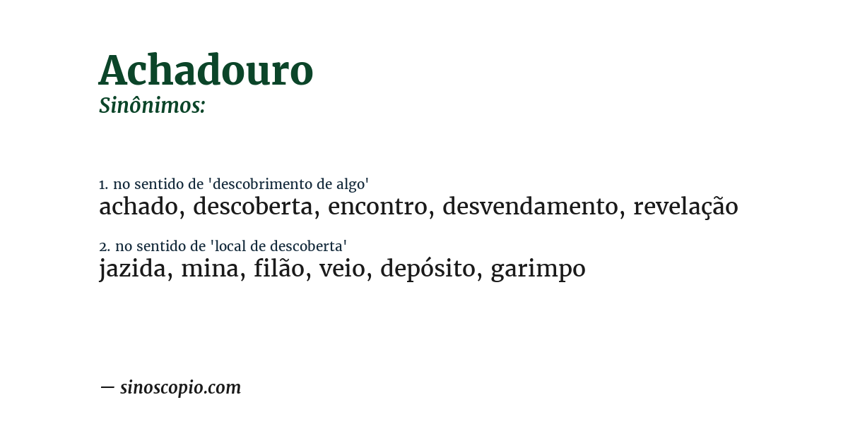 Sinônimo de achadouro