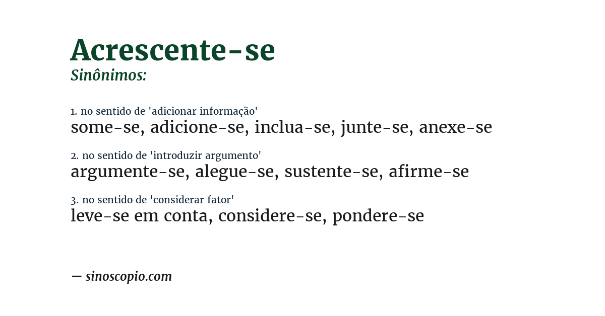 Sinônimo de acrescente-se