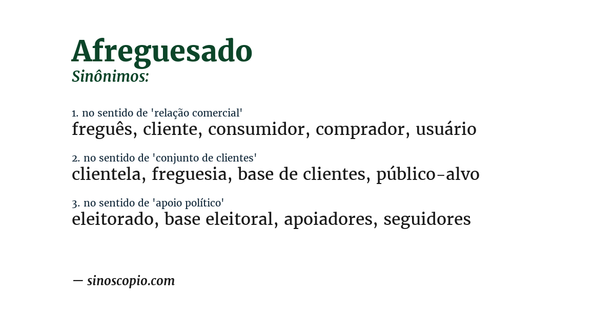 Sinônimo de afreguesado