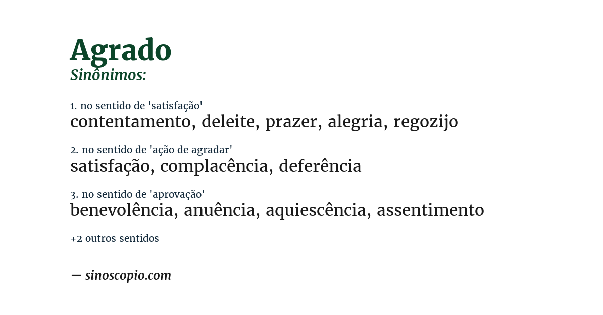 Sinônimo de agrado