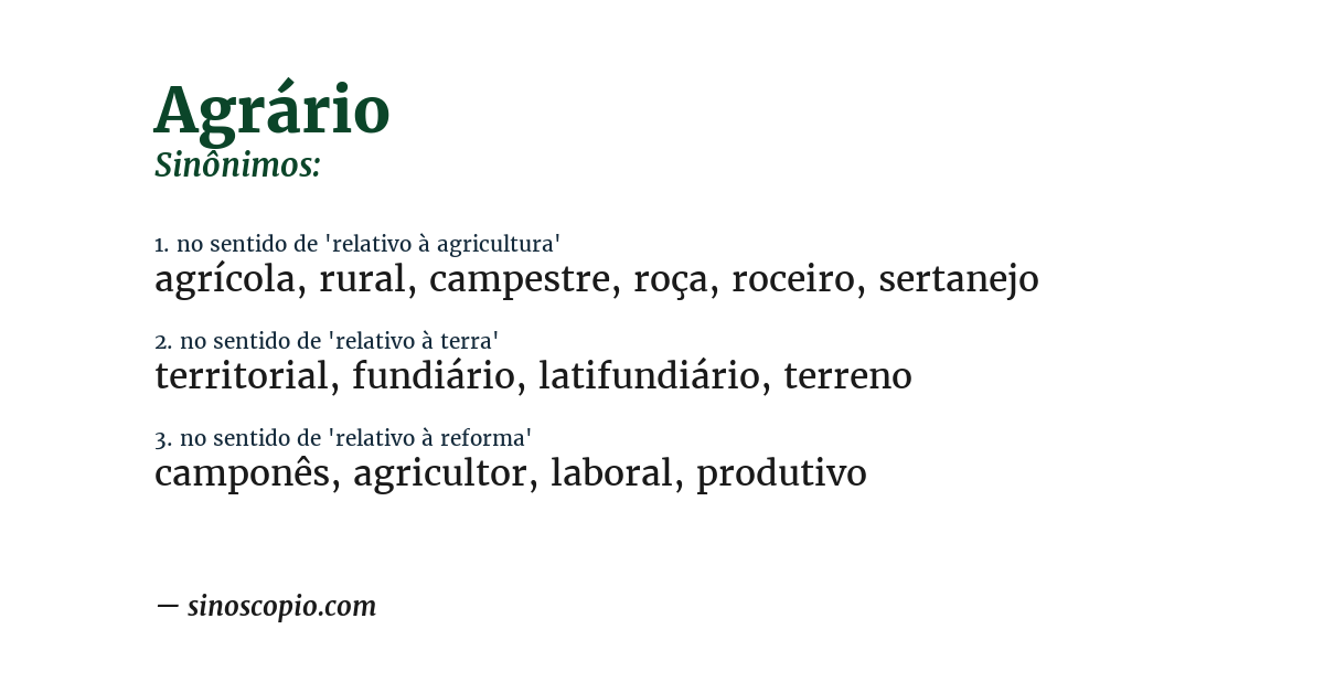 Sinônimo de agrário