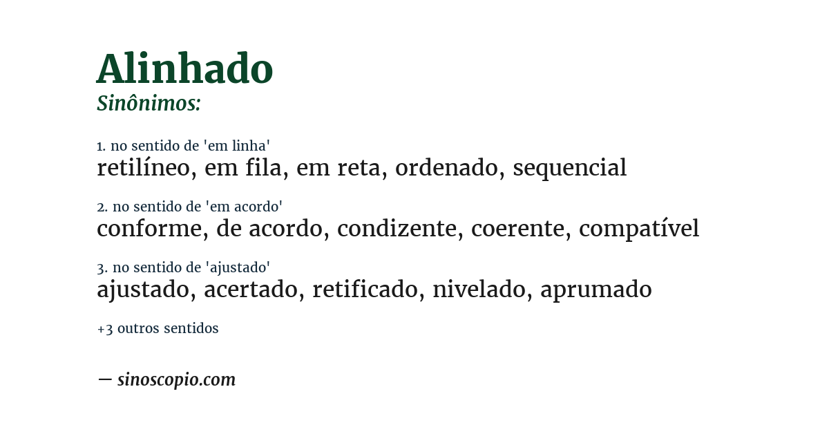 Sinônimo de alinhado
