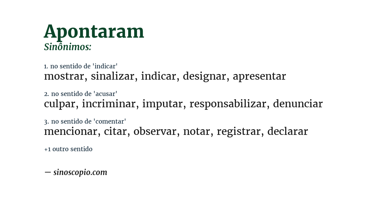 Sinônimo de apontaram