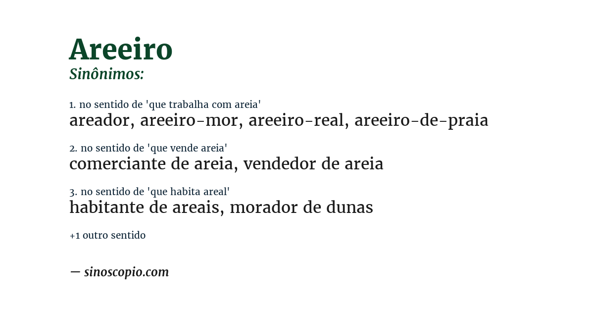 Sinônimo de areeiro