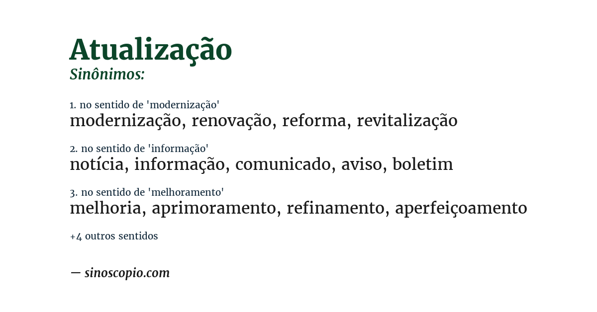 Sinônimo de atualização