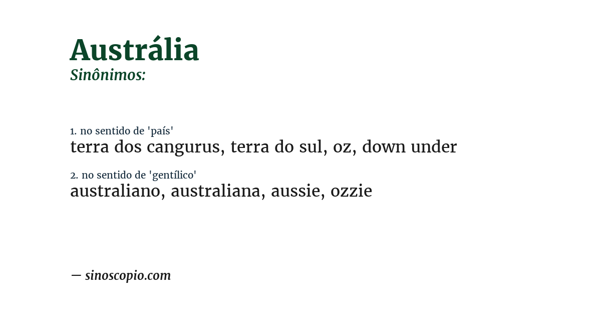 Sinônimo de austrália