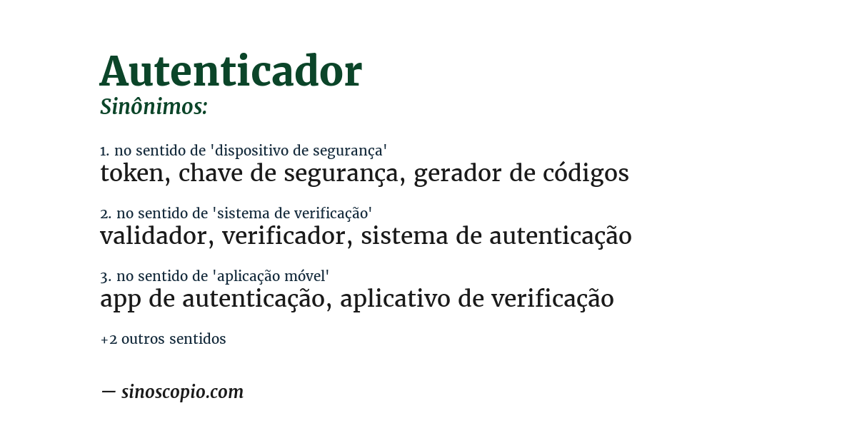 Sinônimo de autenticador