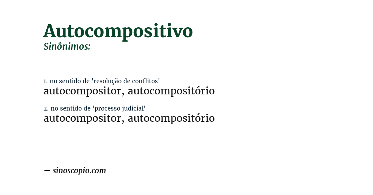 Sinônimo de autocompositivo