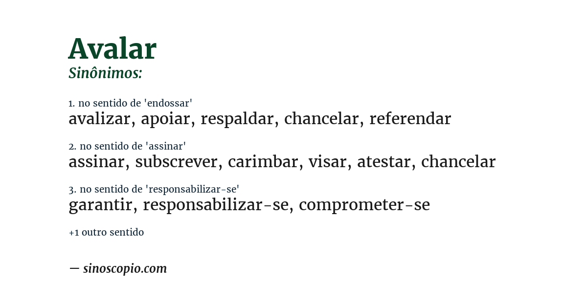 Sinônimo de avalar