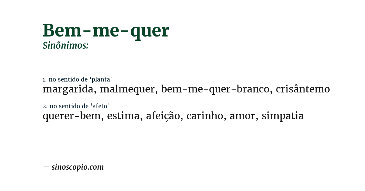Sinônimo de bem-me-quer