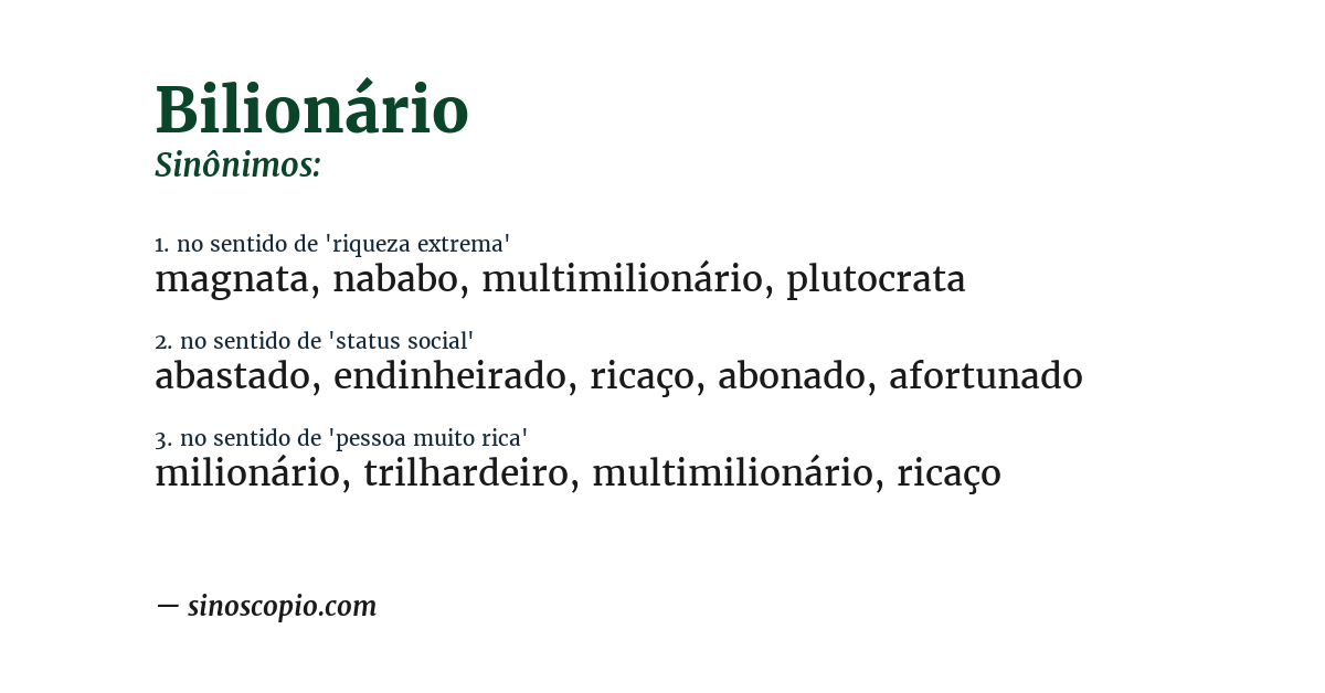 Sinônimo de bilionário