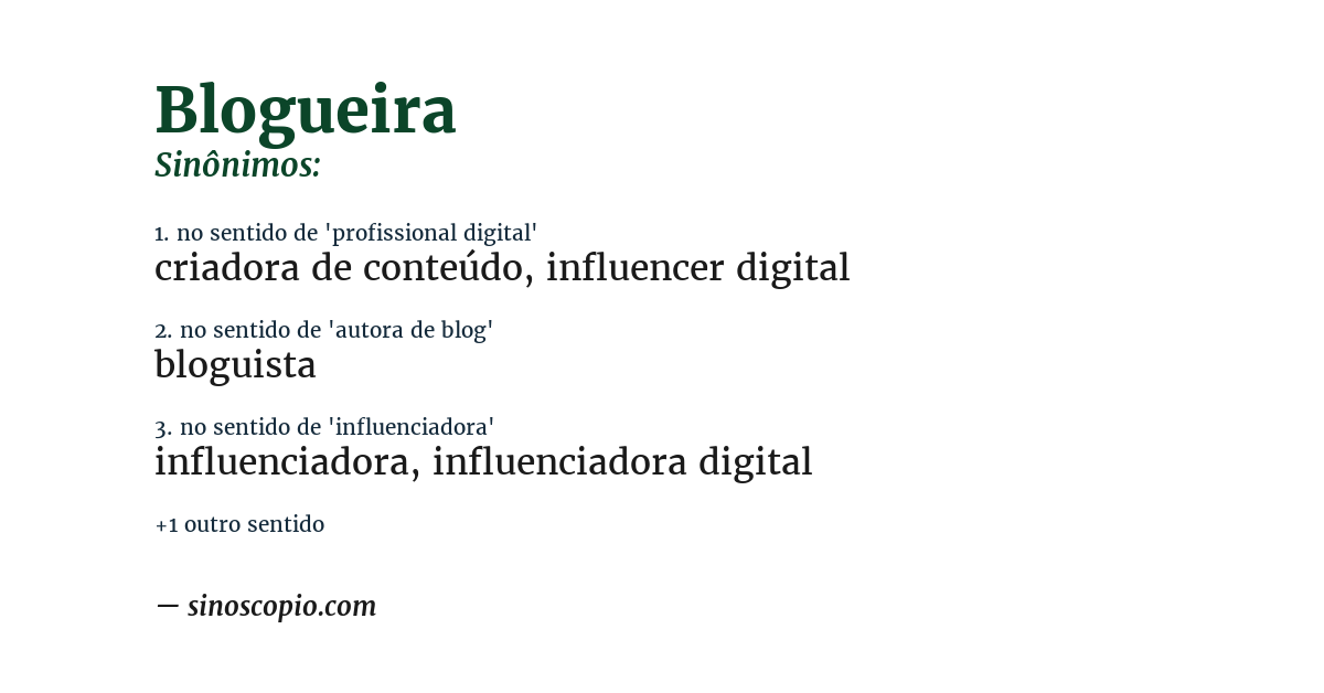 Sinônimo de blogueira