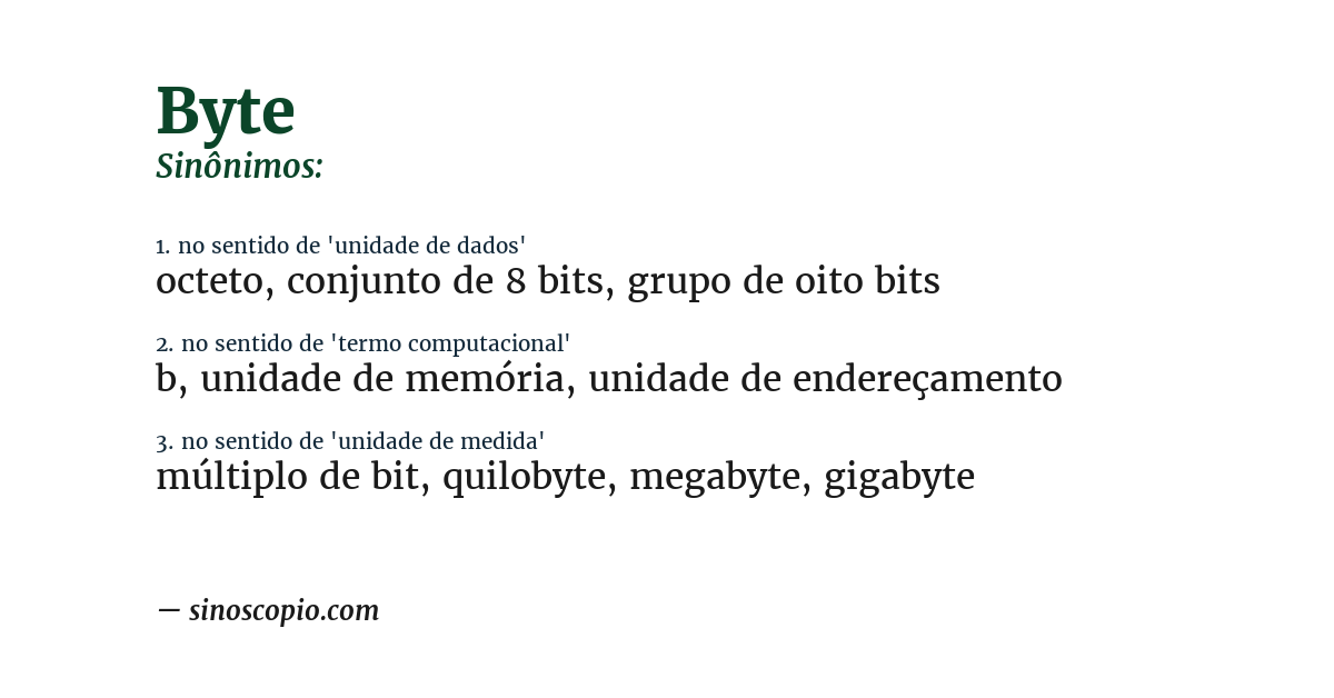 Sinônimo de byte