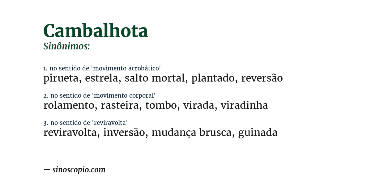 Sinônimo de cambalhota