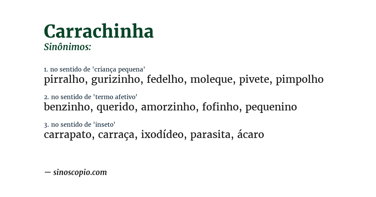Sinônimo de carrachinha
